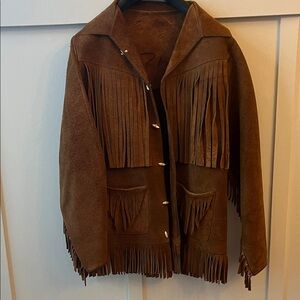 Vintage Brown Suede Fringe Western Jacket